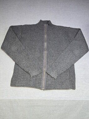 Eastern Mountain Sports EMS Lambswool Full Zip Sweater Gray Rib Knit Men's XL